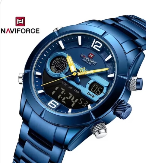 Naviforce NF9232 Dual Display Stainless Steel Sport Watch.